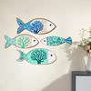 4Pcs/Set Wooden Fish Coastal Wall Art, Handcrafted Fish Wall Decoration, Rustic Nautical Fish Wall Sculpture for Living Room, Lake House, Bathroom