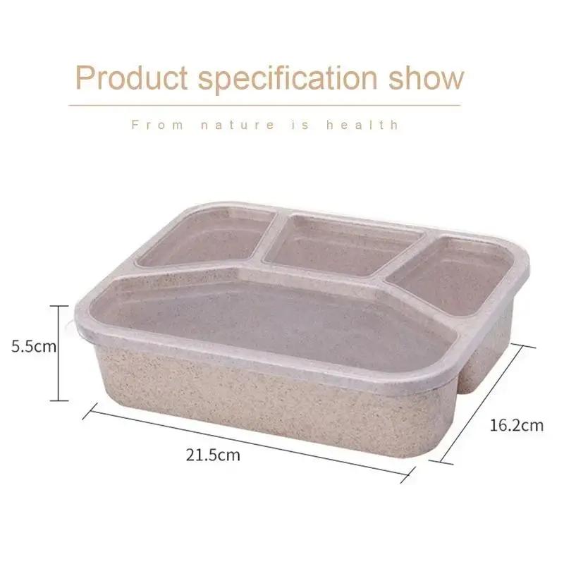 Bento Box Lunch Box Adult LunchBox Containers For Toddler Kids Adults 4 Compartments Fork Leak-Proof Microwave Dishwasher