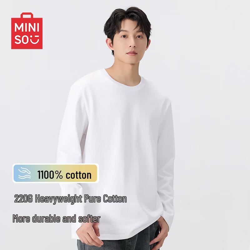 MINISO Men s Heavyweight Cotton Long Sleeve T-Shirt XL