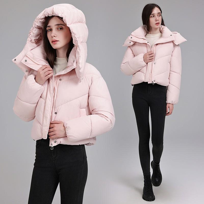Womens Short Hooded Winter Puffer Coat Loose Fit Warm Cotton Jacket Petite Girls