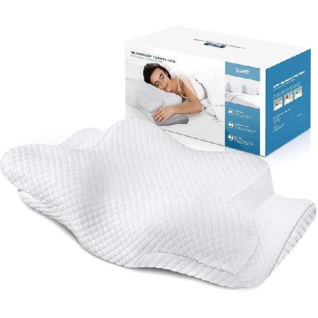 

Регульована шийна подушка ZAMAT з піни з ефектом пам яті, без запаху, для зняття болю в шиї, ортопедична подушка для сну з охолоджуючою наволочкою, білий