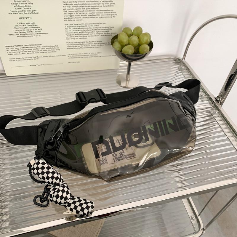 Pvc Transparent Shoulder Bag For Women With Letter Design And Zipper Closure