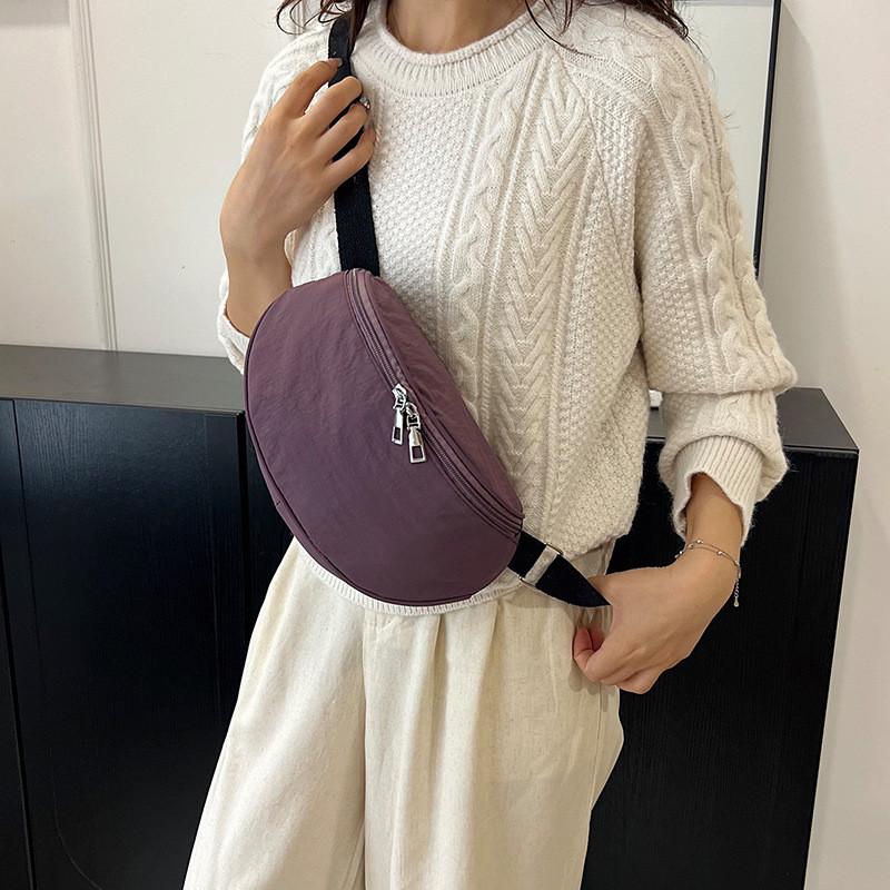 Soft Waterdrop Shape Canvas Shoulder Bag With Zipper Closure For Commute