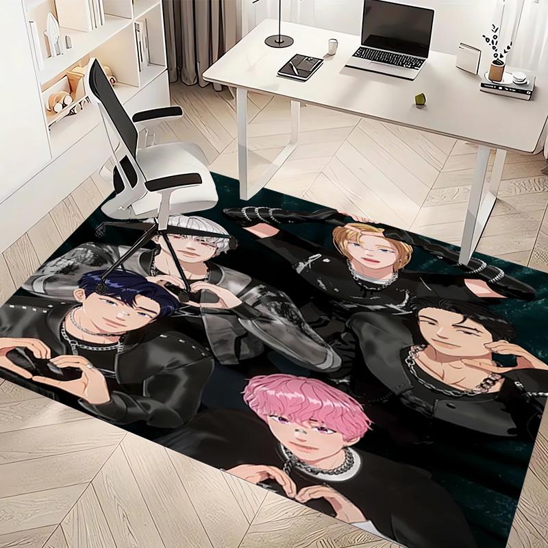 1pc Kpopo Plave Print Area Rug - Soft, Washable Non-Slip Indoor Mat, Living Room, Home Office Decorative Rug,Office Decorative