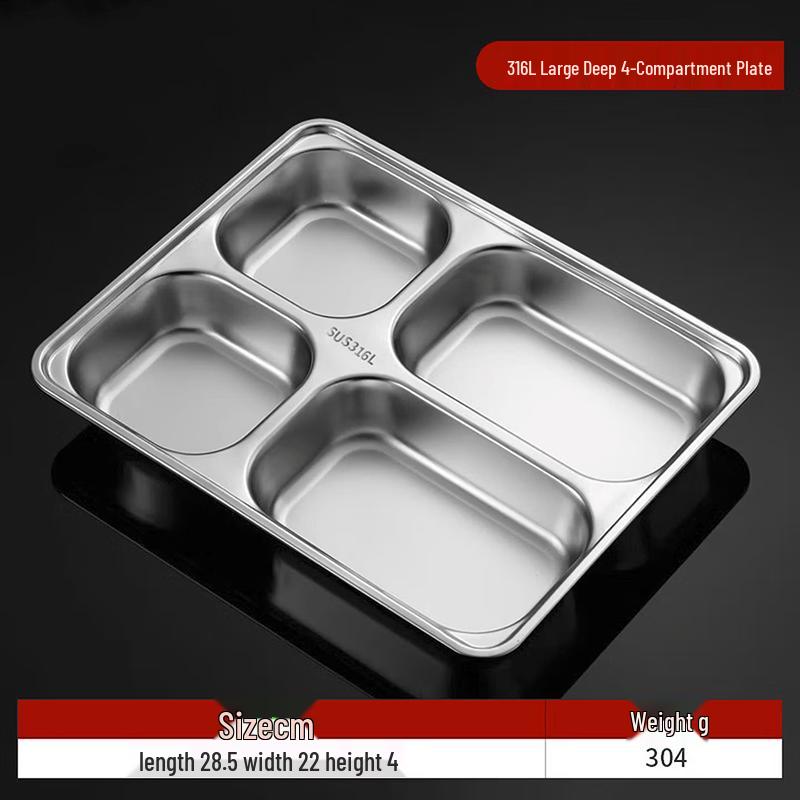 

SPSR316 Stainless Steel Rectangular 4-Compartment Lunch Tray (3-Pack)