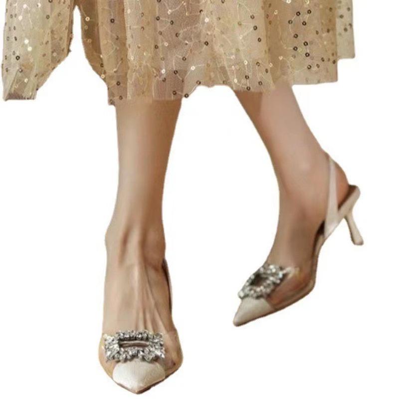 Luxury Crystal Women High Heeled Sandals Summer New High Heels Shoes for Women Pointed Toe Sandals Sexy Banquet Party Sandalias