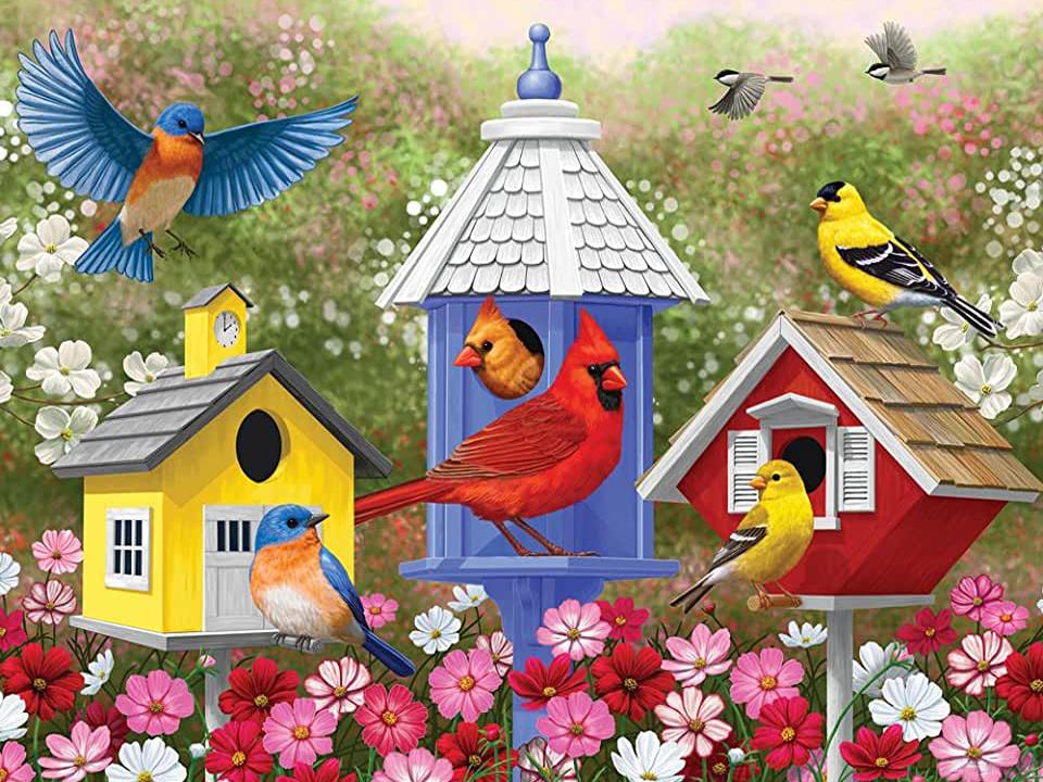 Landscape Diamond Painting Bird House Embroidery Flower Picture Rhinestones Full Square Round Mosaic Decor For Home