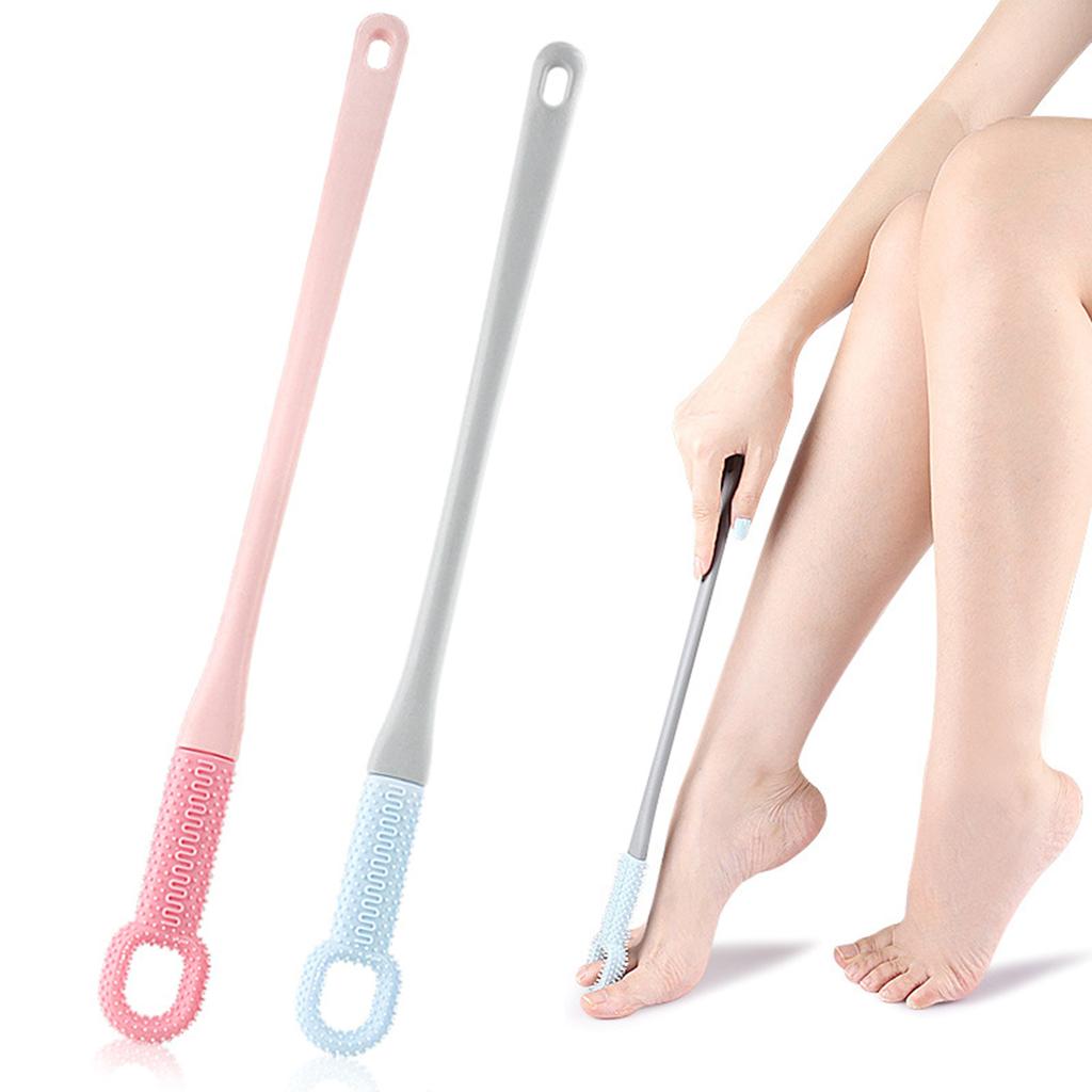 Long Handle Foot Scrubber Brush For Toe Crack Dead Skin Removal With Soft Bristles Exfoliator Massage Tool