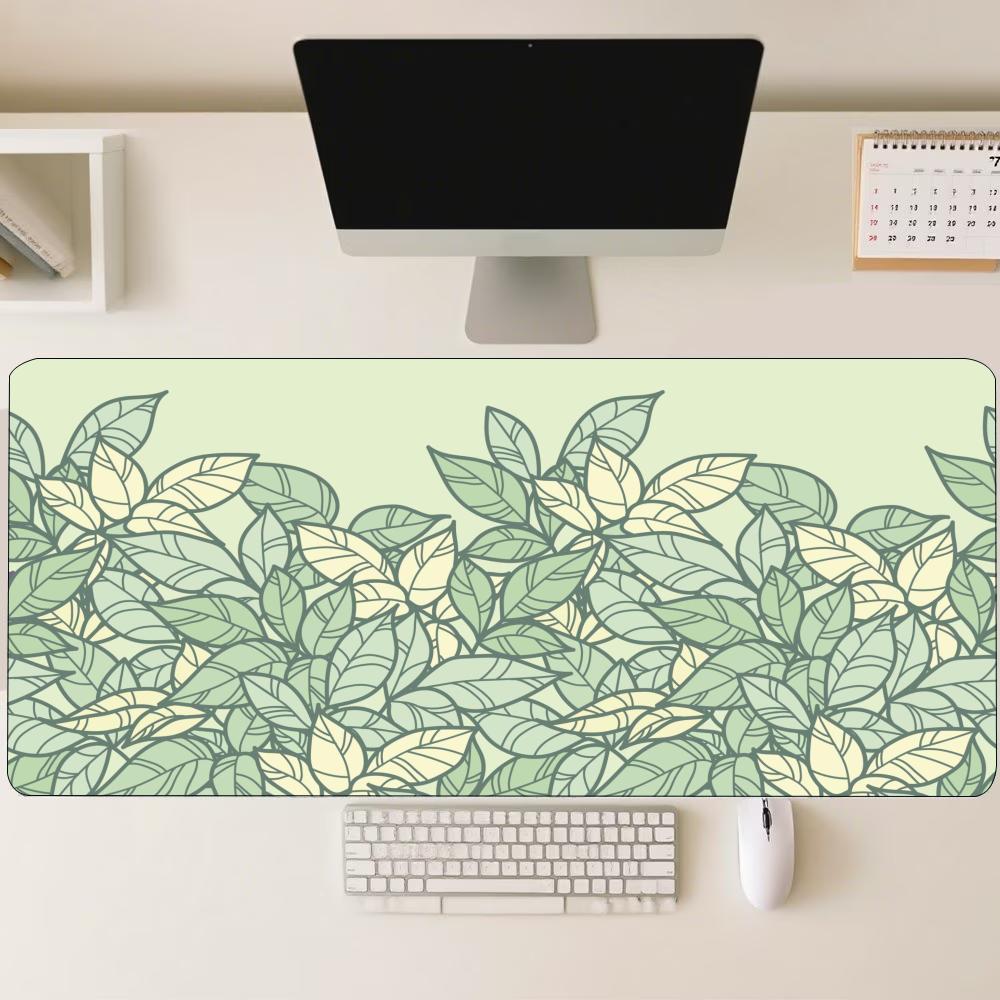 Minimalist Green Leaf Botanical Large Extended Gaming Mouse Pad Non Slip Rubber Base Desk Mat For Pc Laptop Gaming Desktop Setup