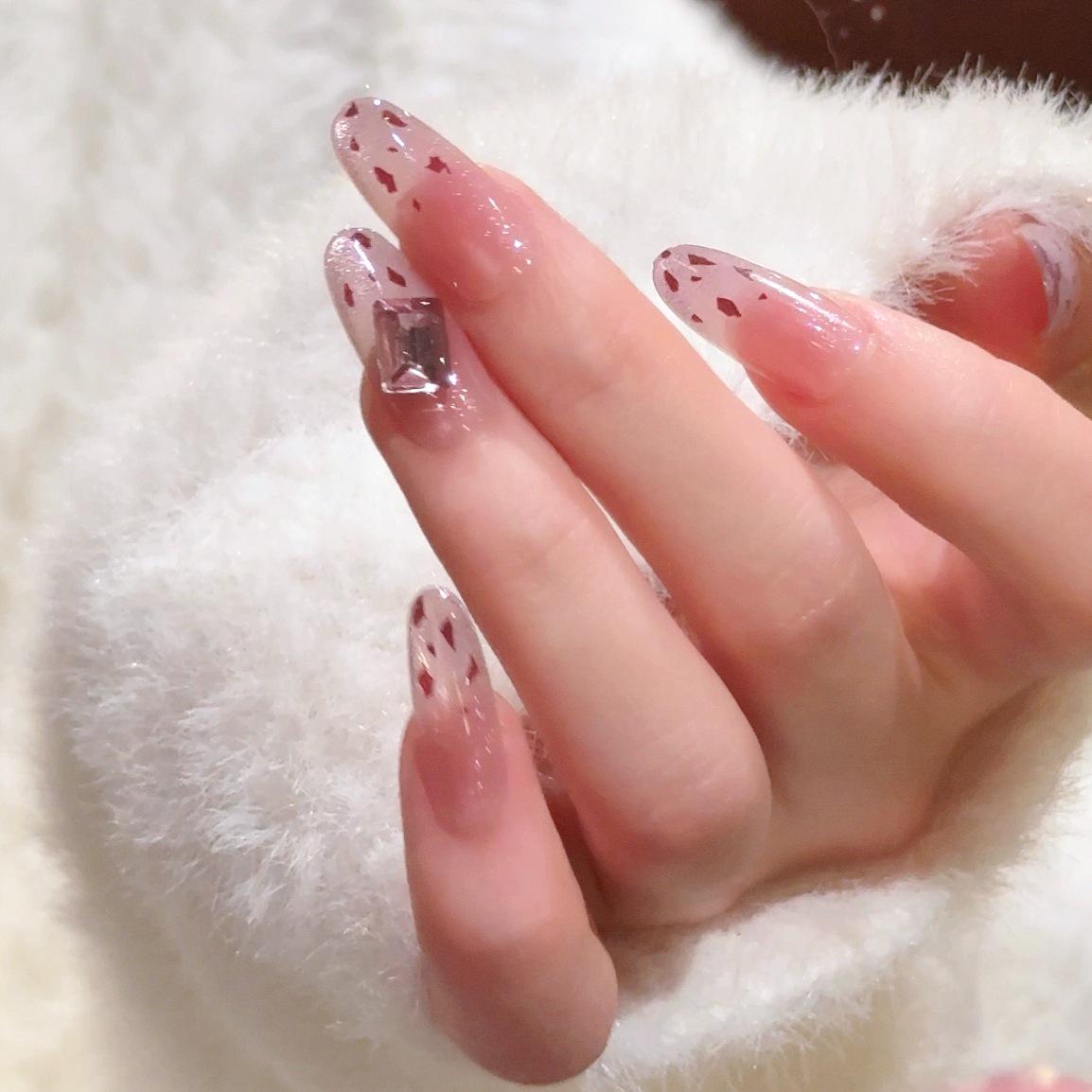 Cat Eye Purple Press-on Nails: Short, Handmade, Detachable Nail Stickers Bagged M