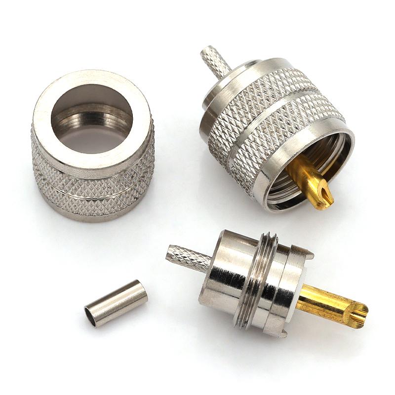 Javino SO239 Connector PL259 Male Female Plug Crimp Coax Adapter SO239 PL-259 RF Connector for LMR195 RG58 RG142
