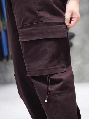 Plus Size Women's Loose Fit Autumn Joggers - Comfortable Multi-Pocket Denim Workwear, Slimming Scimitar Design.