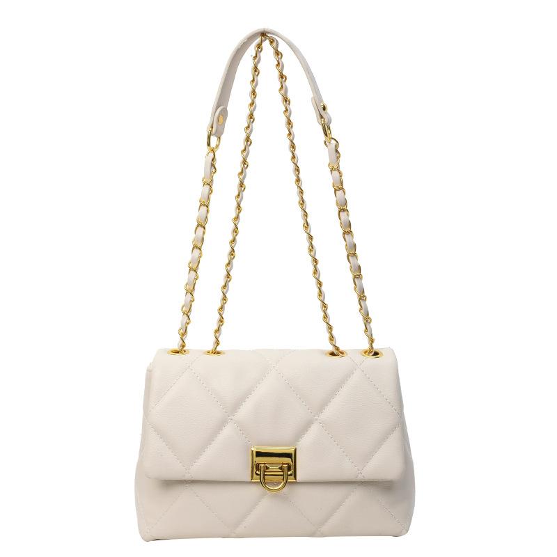 Rhombus chain bag women's new texture trendy fashion shoulder bag casual solid color messenger bag
