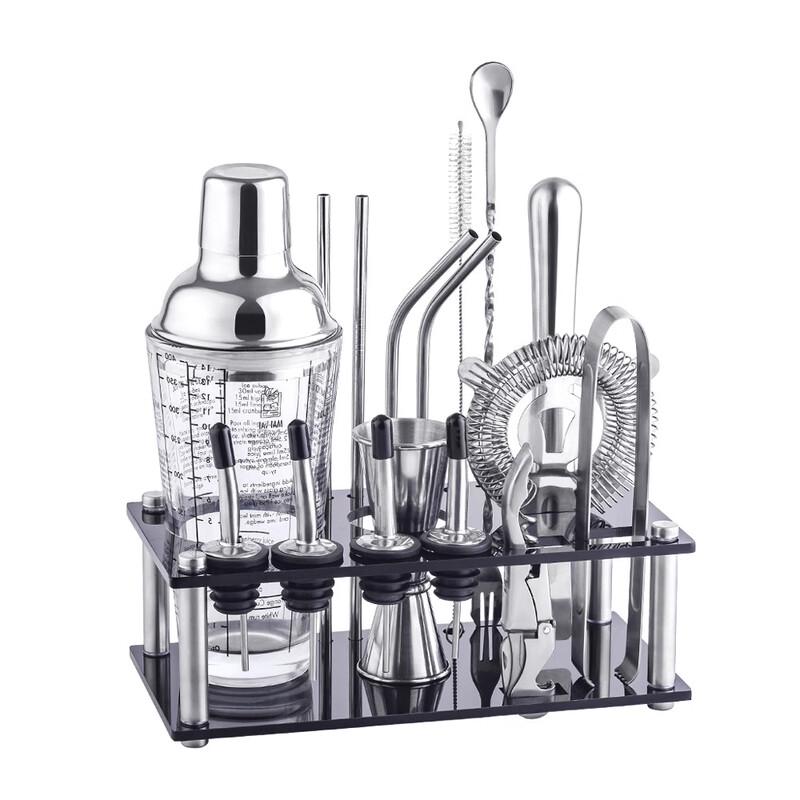 Handun 700ml Glass Cocktail Shaker Set with Measuring Scale