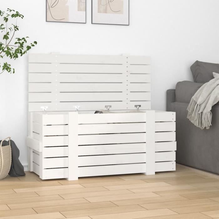 VidaXL Boîte de rangement Blanc 91x40,5x42 cm Bois massif de pin 824999