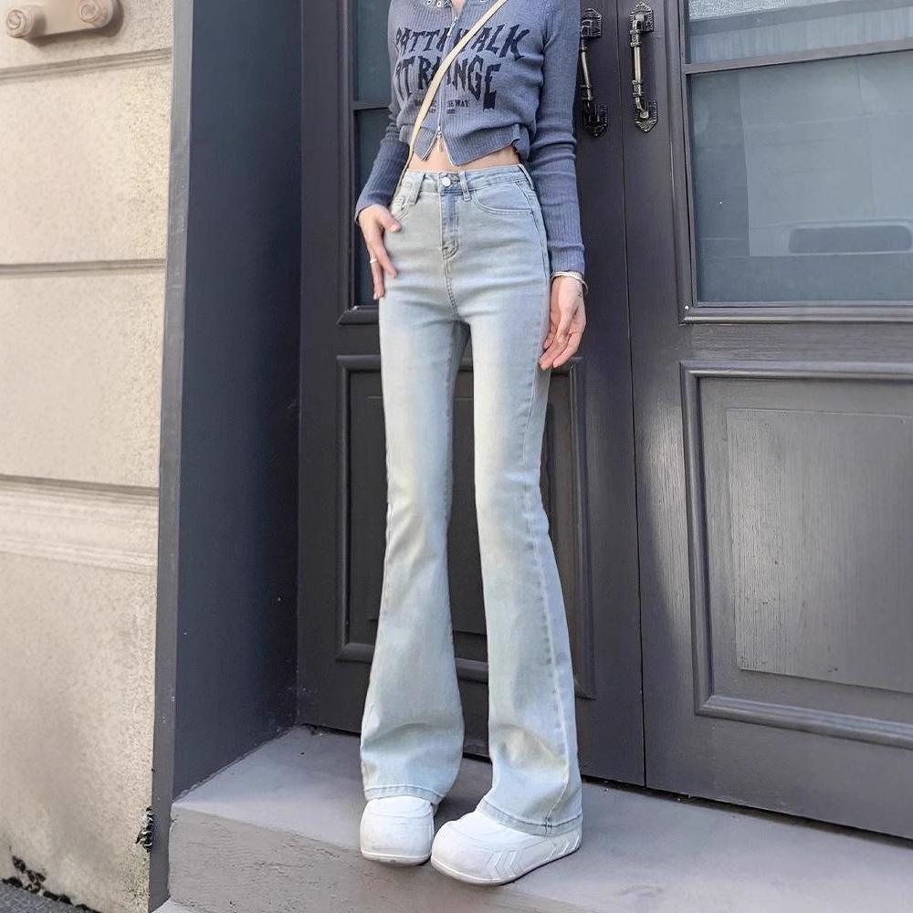 

Yellow Mud 2024 Women s High Waist Micro Flare Jeans - Slim Fit, Versatile, Pure Desire Long Pants for Summer. M светло-синий