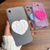 Heart Shape Suction Cup Phone Case for iPhone XR Semi Transparent Matte Shockproof Soft TPU Cover