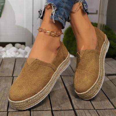 Women's Suede Slip-On Espadrille Style Casual Shoes for Spring and Autumn