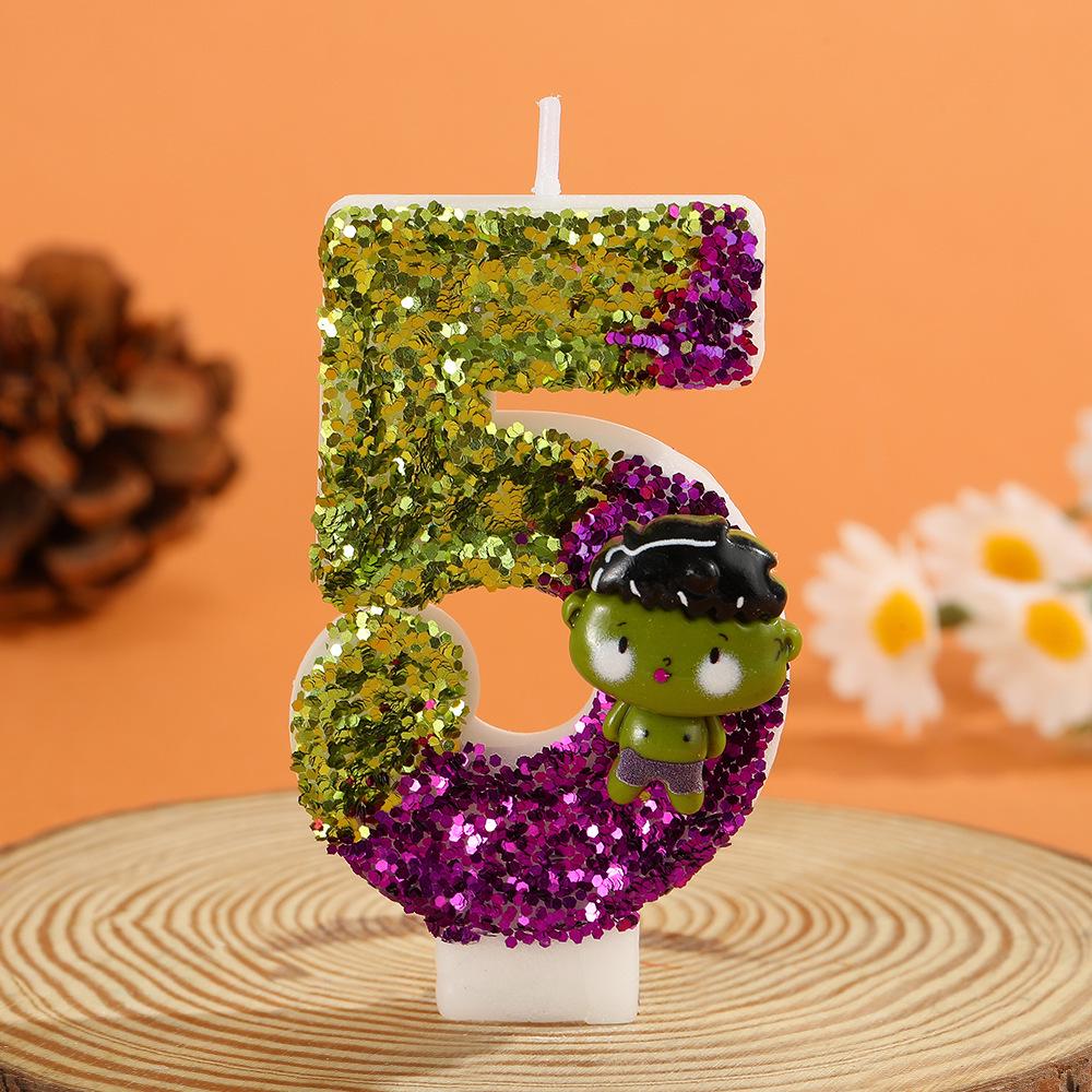 Hulk Cartoon Birthday Candle - Hero Theme Party Decoration