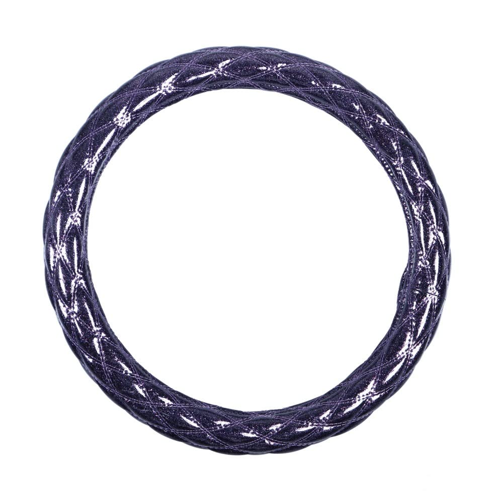 Jet Inoue Fluffy Steering Wheel Cover for Fuji Purple 586705 Double-Stitched LMB, Metallic,