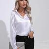 Camicia elegante a tinta unita con bottoni - Elegante camicetta a maniche lunghe da donna per primavera e autunno - Classica