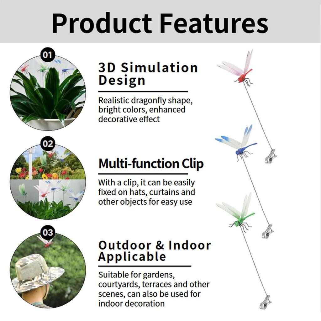 Dragonfly Clip Insect Deterrent Simulated Patio Decor Gardening Suitable for Yard Garden Patio Decoration