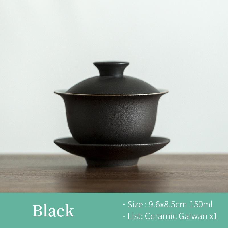 

150ml Ceramic Lid Bowl Vintage Tea Bowl Three Talents Bowl чёрный