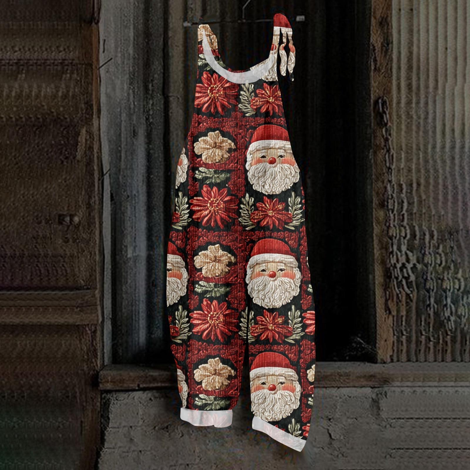 

Women s Jumpsuit Halloween Print Casual Loose Vintage Shoulder Strap Cotton Linen XXXL