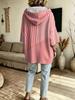 Printed diagonal vertical striped hooded sweatshirt, European and American plus size women's three-quarter sleeve loose shoulder hoodie
