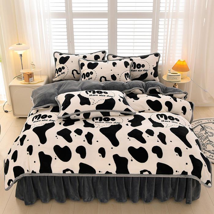 2025 Milch-Samt-Flanell 4-teiliges Set: Bettbezug aus Korallenfleece Klasse A