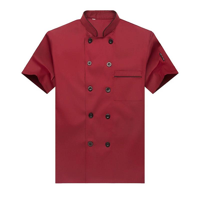 Chef's Overalls Men's Short-sleeved Summer Breathable Solid Color Catering Restaurant Canteen Hotel Rear Kitchen Chef's Overalls Long Sleeves