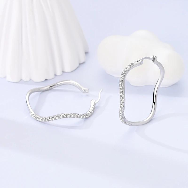 925 Sterling Copper Heart Snake Bone Pattern Cross Shell Zircon Four-pointed Star Earrings for Women Earring Fine Zircon Gifts