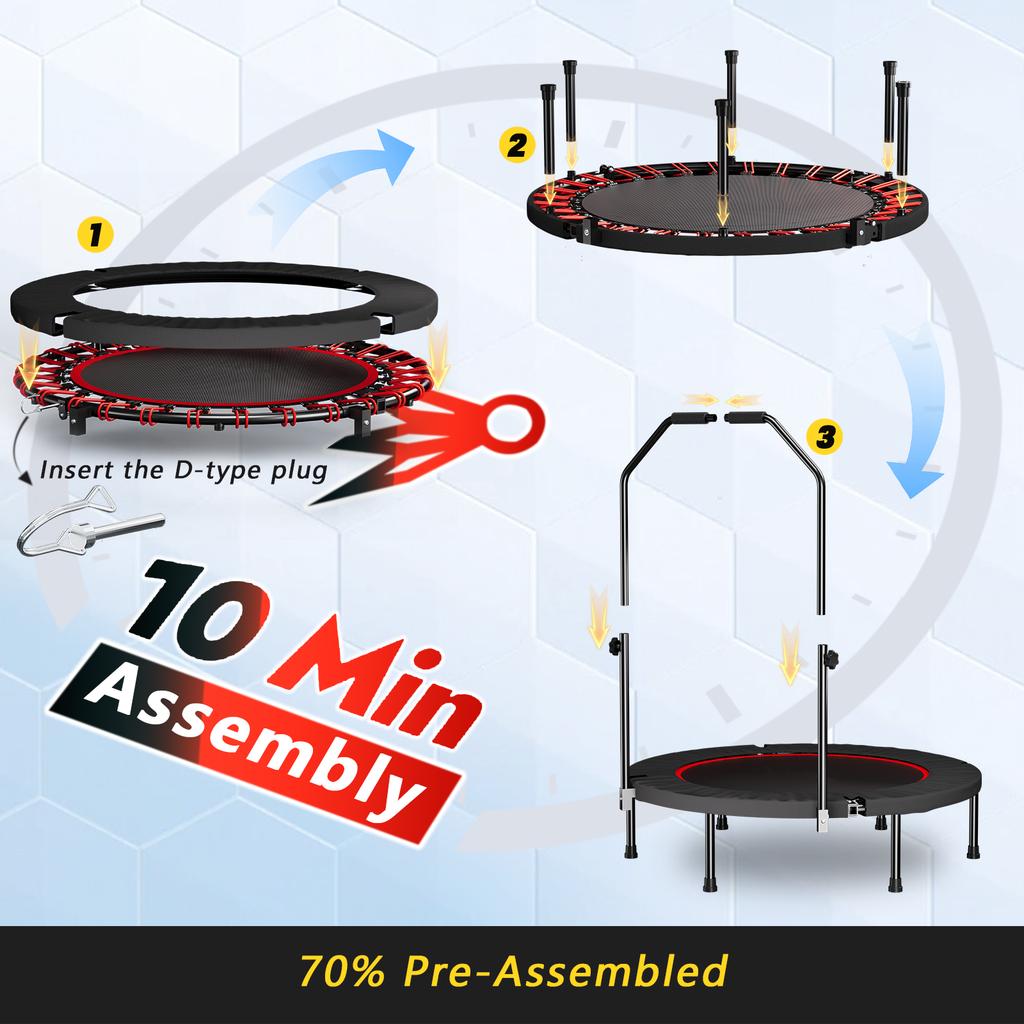 101cm Faltbares Trampolin mit Griff – Premium Elastisch – Schwarz