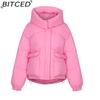 BITCED Women's Loose-Fit Puffer Jacket with Hood - Short-Length Thickened Winter Coat