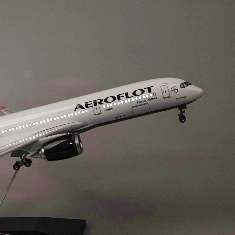 47CM 1/142 Scale Airplane Airbus A350 Aeroflot Russian Airlines Model W Light and Wheel Resin Plane For Collection Display Toys