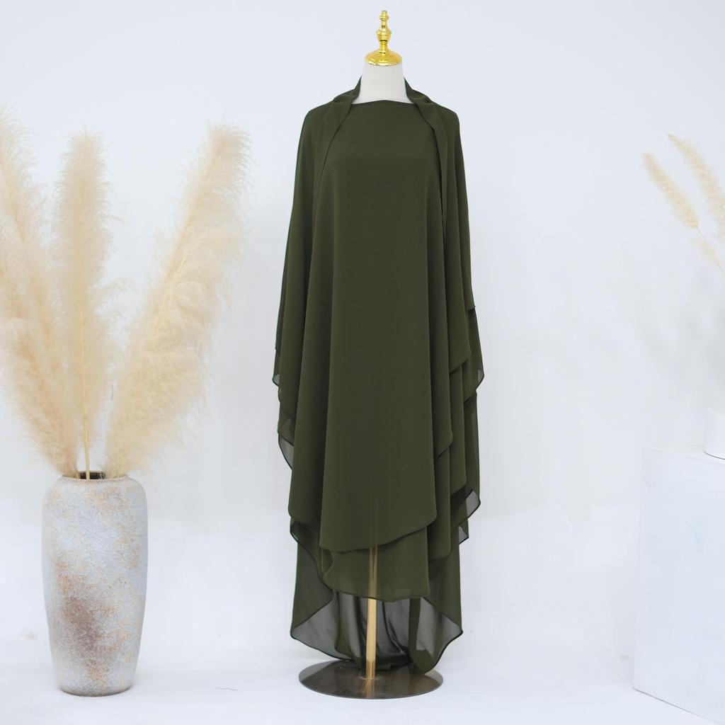 2023 Loriya Culoare Solidă Șifon Dublu Strat Cerc Complet Batic Mare HJ916