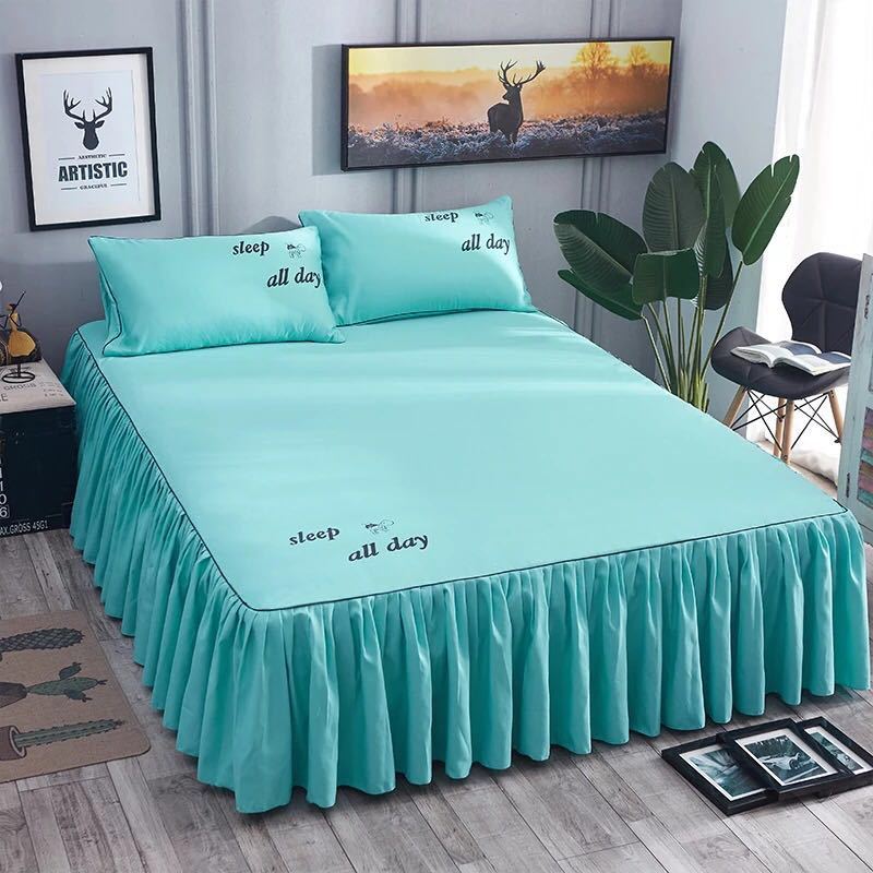 Bedsheet Bed Skirt Bedspread Non-slip Mattress Cover Bedding Bed Skirt Solid Home Hotel Bed Skirt Mattress Protector Cover