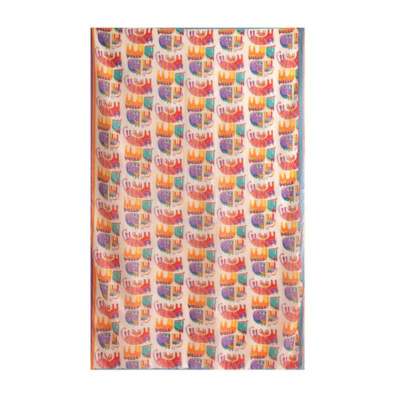 Spring  100% mulberry silk scarf women's thin shawl silk oil painting retro plain crepe satin premium long scarf