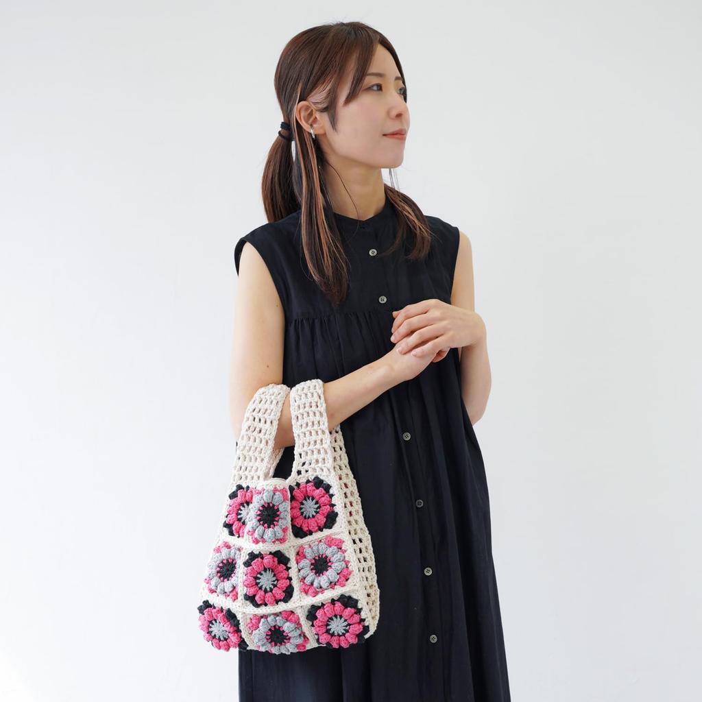 Raw wool itohenlab knitting kit Puff corn motif bag #10-2