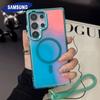 Gradient Hand Wrist Strap Case for Samsung 25 24 Ultra S23 Plus 24 FE A55 A35 A25 A16 Case for Magsafe Wireless Charging Cover