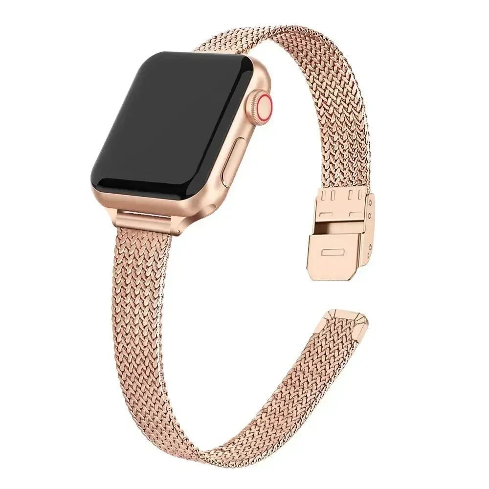 New Bracelet Metal Band for Apple Watch 10 9 8 7 6 SE 5 4 44 45 49MM Ultra Stainless Steel Milanese Strap for Iwatch 42MM 46MM