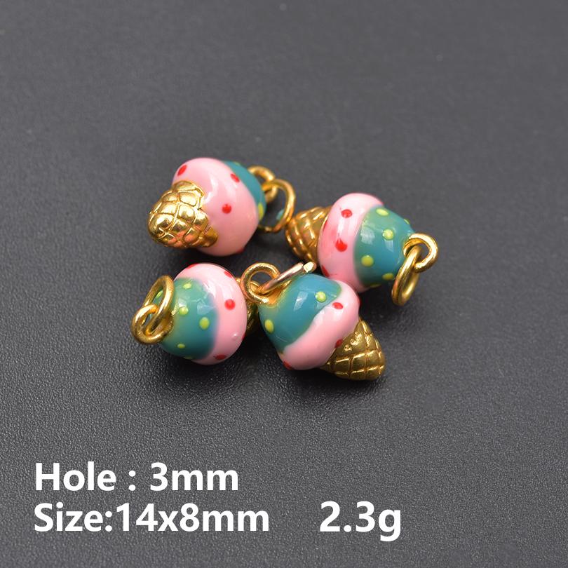 13pcs/Lot Mix Dessert Cake Ice Cream 3D Gold Color Enamel Charms For Jewelry Making Supplies Candy DIY Cute Pendant Accessories