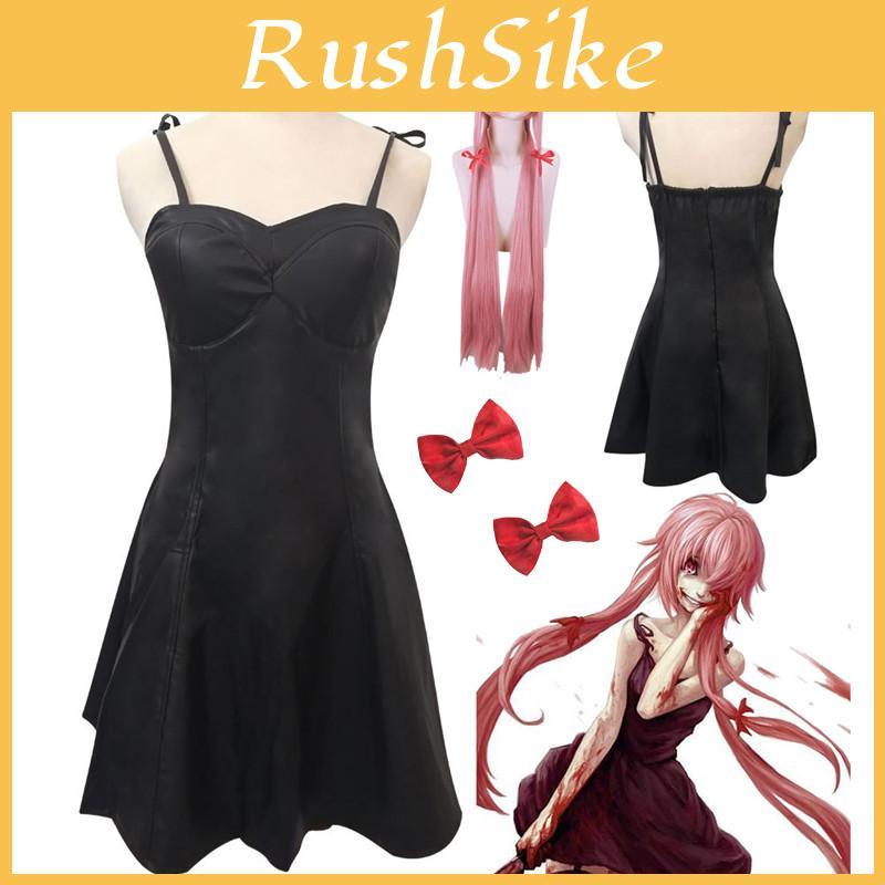 Exquisite Gasai Yuno Cosplay Costume From Future Diary Featuring Black Pu Leather Dress