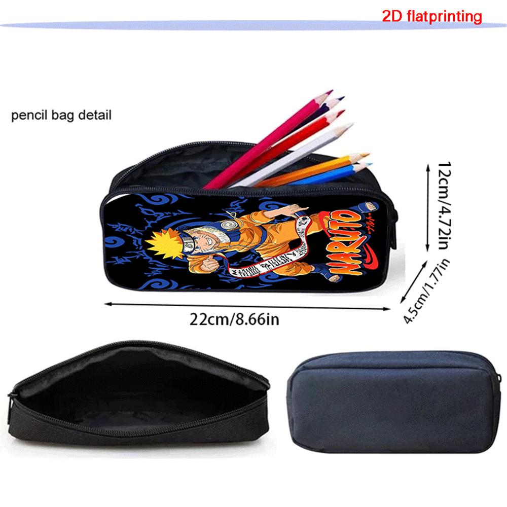 3Pcs Set NARUTO Anime Kids Backpack Mochila with Crossbody Bag & Pencil Case, Lightweight & Durable, for Ages 6-10 Boys & Girls