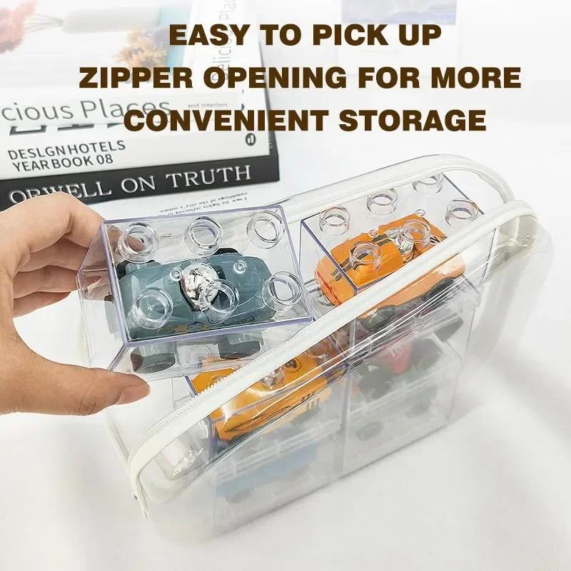 Pevné pouzdro na zip Průhledné stohovatelné Bliss Bins Organizér na hračky Bílý plastový penál Kosmetické taštičky