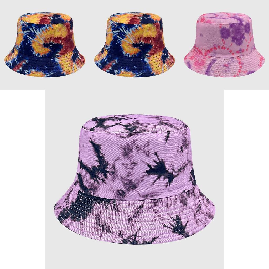 Waterresistant Cotton Tie Dye Bucket Hat With Sunshade For Outdoor Sports