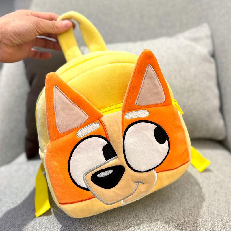 Anime Bluey Kinder-Schulrucksack, Cartoon Bluey Bingo Familie Plüschrucksack, Picknick- und Reise-Snacktasche, Kindergeschenke