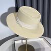 French flat-top sunshade straw hat children's new straw top hat summer seaside vacation sun protection beach sun hat