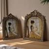 Rama Foto Vintage Mare, Ramă Foto Retro Arcuită pentru Masă/Perete, Suport Display Foto din Rășină Texturată pentru Decor Acasă
