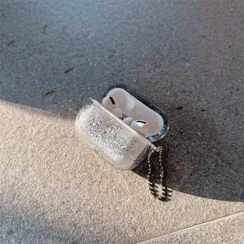 Shiny Quicksand Protective Headphone Case Cover for AirPods Pro Para Airpod 4 3 2 Moving Sand Earphone Funda Hard Hull